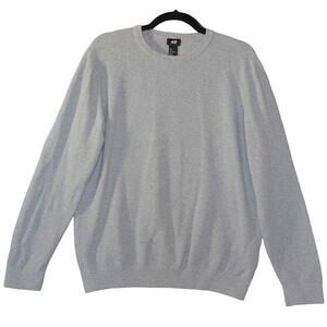 H&M Mens Size Large Ribbed Knit Sweater 100% Cotton Pullover Gray